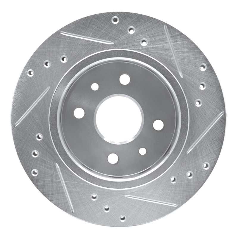 Kia Sephia Brake Rotor (1) - Front Left - R1 Concepts - Drilled & Slotted - Silver - `01-`03